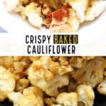 pinterest graphic for baked cauliflower