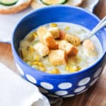 20 minutes or less Creamy Vegan Corn Chowder https://www.veganblueberry.com