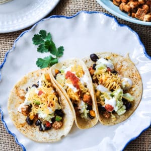 Baked Tofu Black Bean Vegan Street Tacos