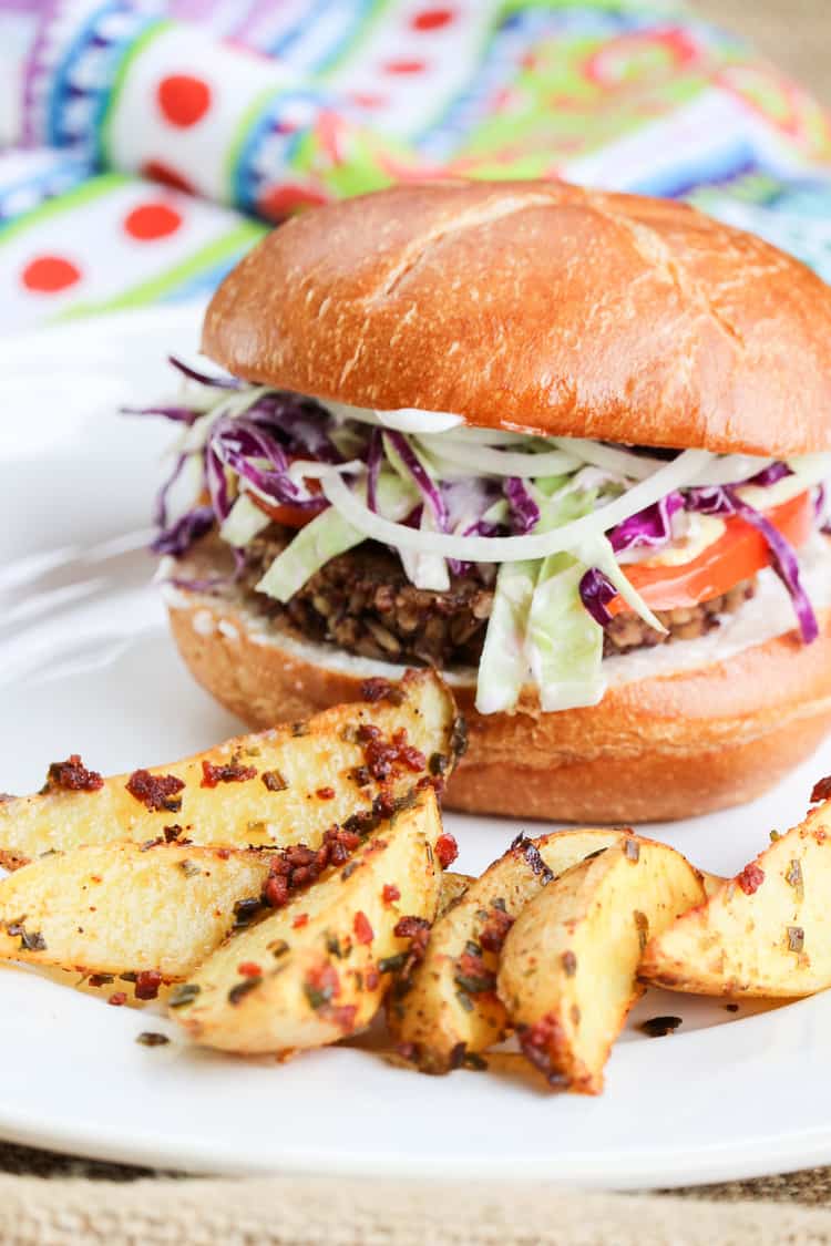 Hickory Smoked Quinoa Burger a power packed and tasty vegan burger! https://www.veganblueberry.com