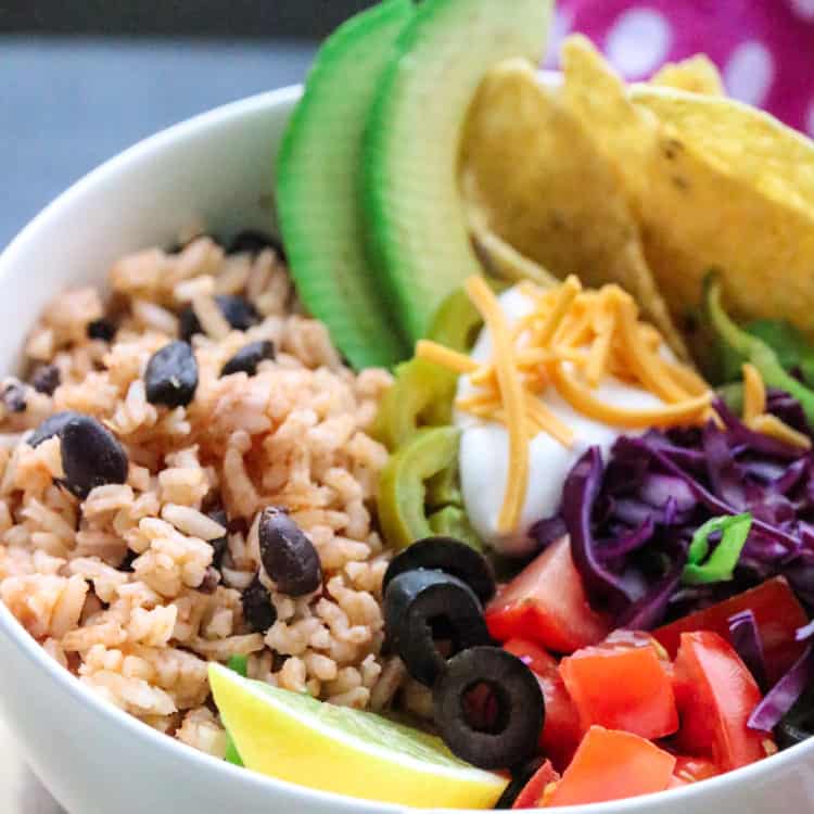 Vegan Mexican Rice Black Bean Burrito Bowl (Instant Pot) Vegan
