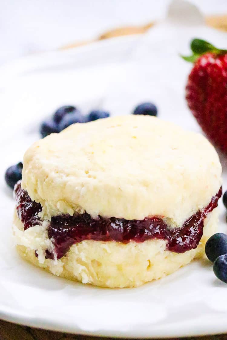 Southern-Style Fluffy Biscuits with Raspberry jam