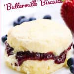 side overhead shot of vegan biscuits with text overlay for pinterest