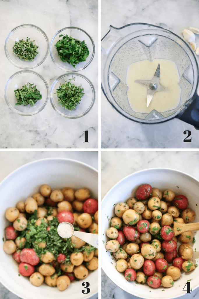 Process shots of Roasted Baby Potatoes