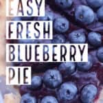 Closeup overhead view of easy fresh blueberry pie