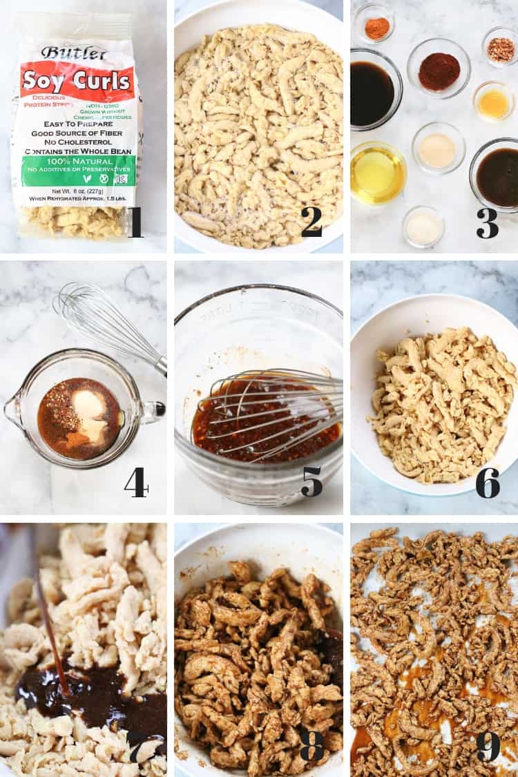 collage of steps for how to make vegan jerky