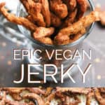 Pinterest photo collage of vegan jerky