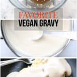 collage of photos for vegan gravy for pinterest