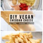 photo collage of vegan cheddar cheese for pinterest