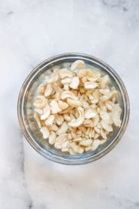 raw cashews soaking in water