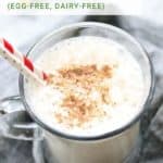 pinnable image of vegan eggnog with straw