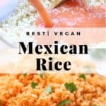 vegan Mexican rice photo collage with text overlay for pinterest