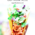 jackfruit taco image with text overlay for pinterest