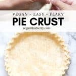 overhead photo collage of photos for vegan pie crust