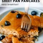 pinnable image of blueberry vegan sheet pancakes