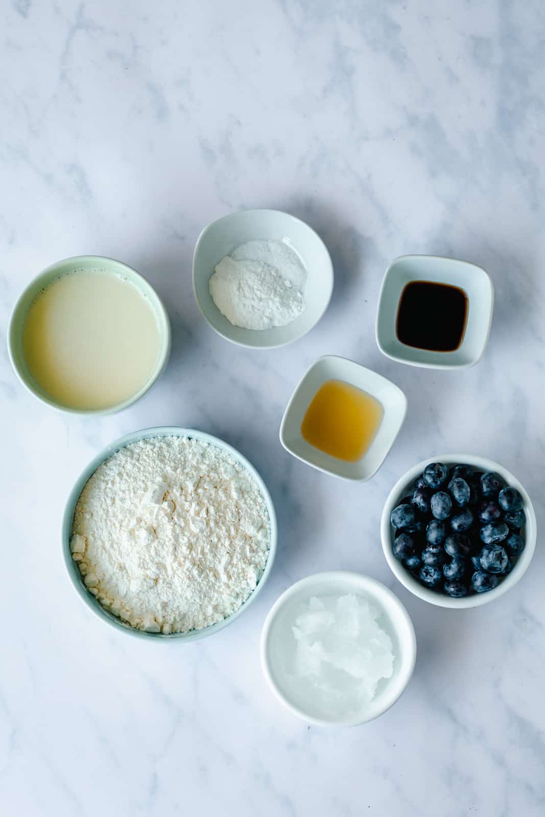 ingredients for vegan blueberry sheet pan pancakes