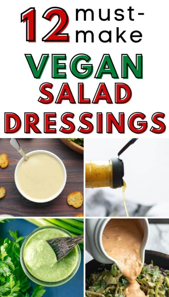 collage of vegan salad dressing recipe pictures