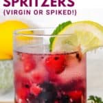 Pinnable image of fresh berry spritzers.