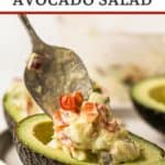 Pinnable image of vegan low carb avocado salad.