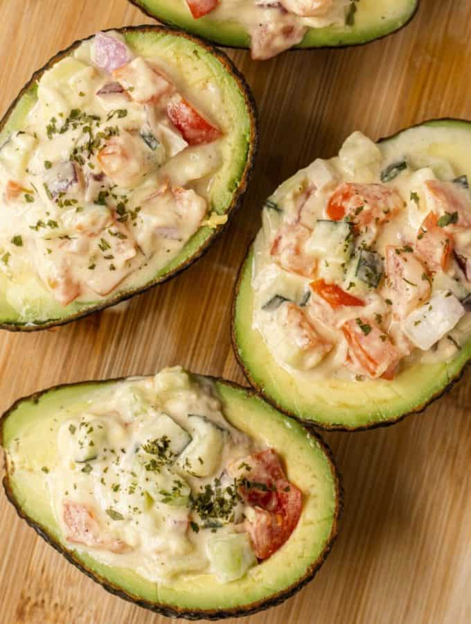 3 Stuffed avocados.