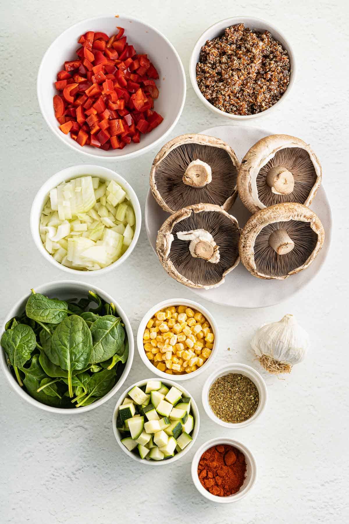 Ingredients for vegan stuffed portobello