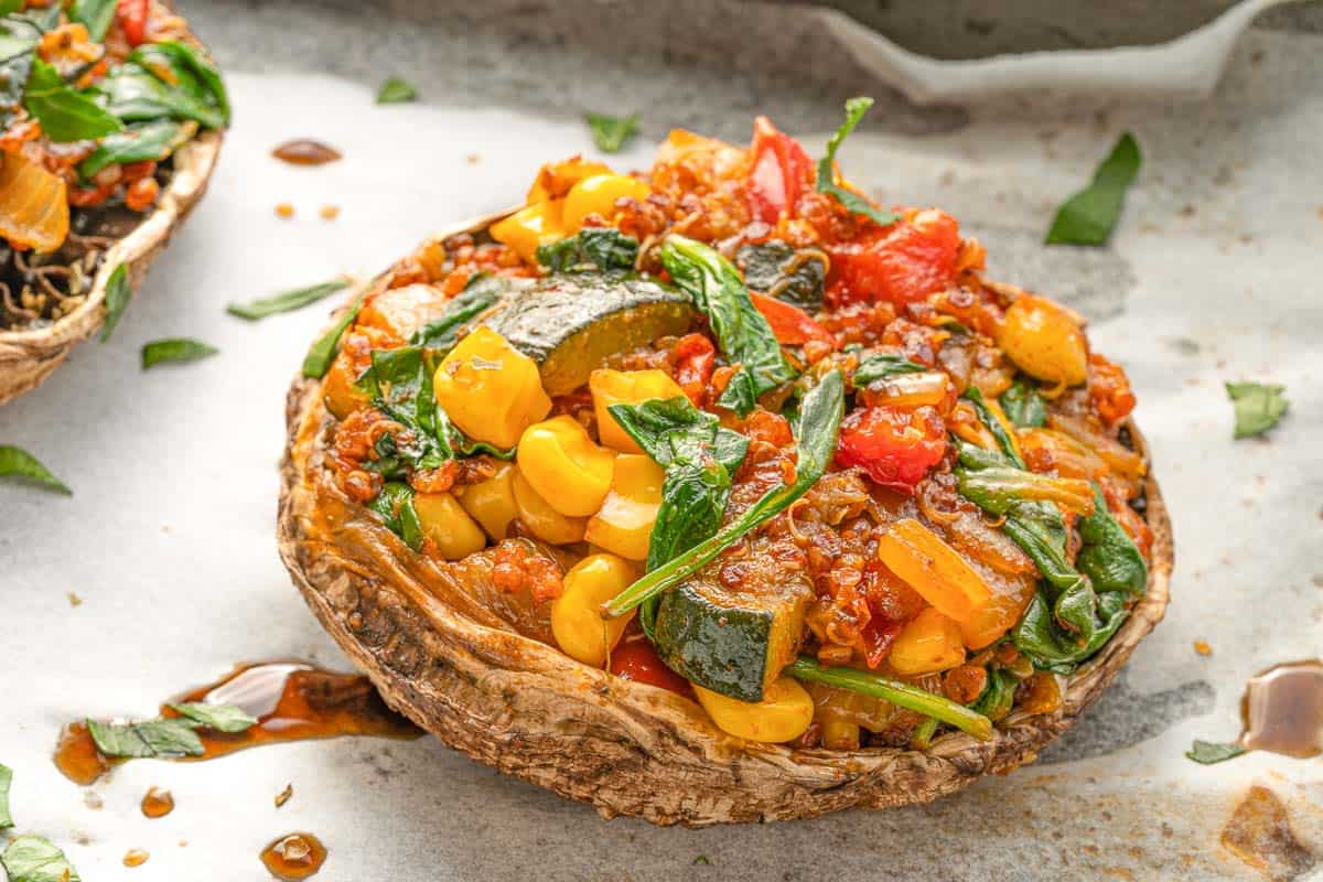 Veggie Loaded Vegan Stuffed Portobello Mushrooms