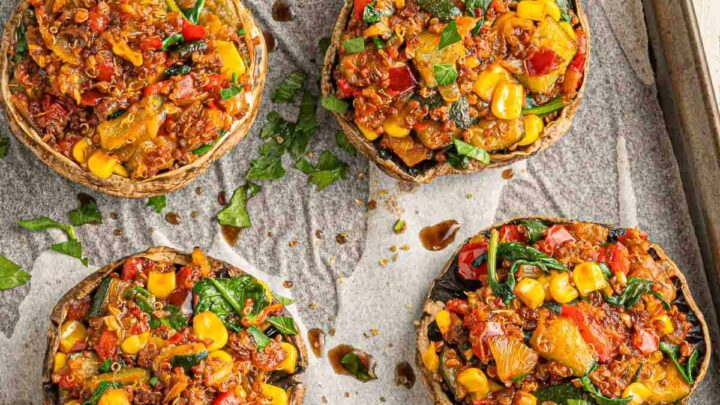 Stuffed baked portobello mushrooms.