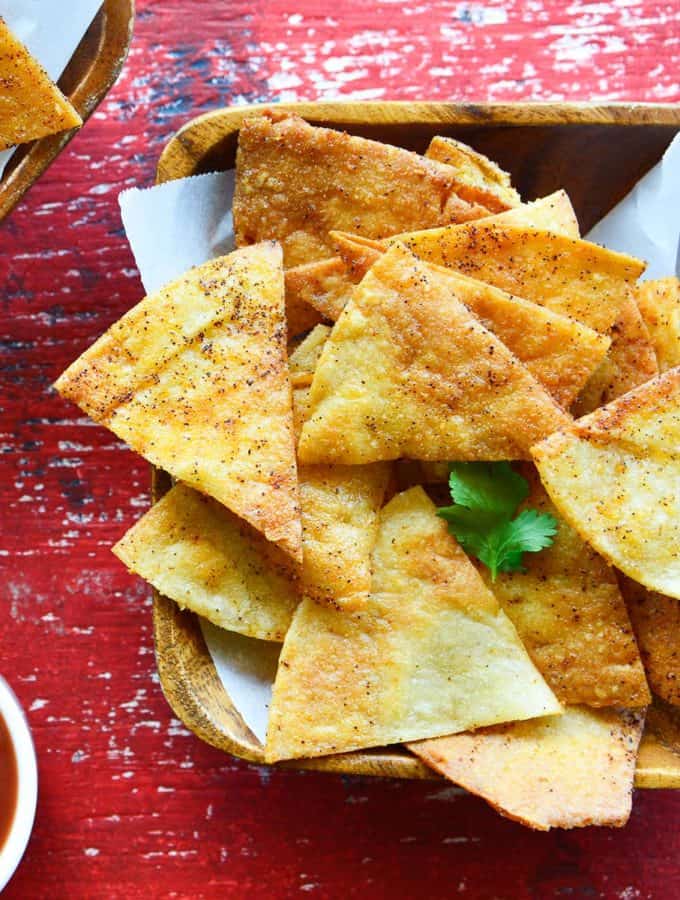 Bowl of chili tortilla chips