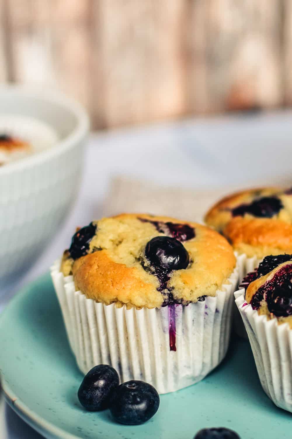 Vegan blueberry muffins on a plate