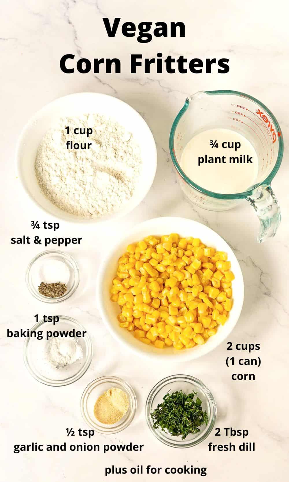 Ingredients for vegan corn fritters