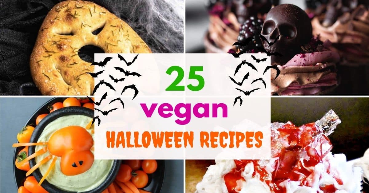 Graphic with text: 25 vegan Halloween recipes