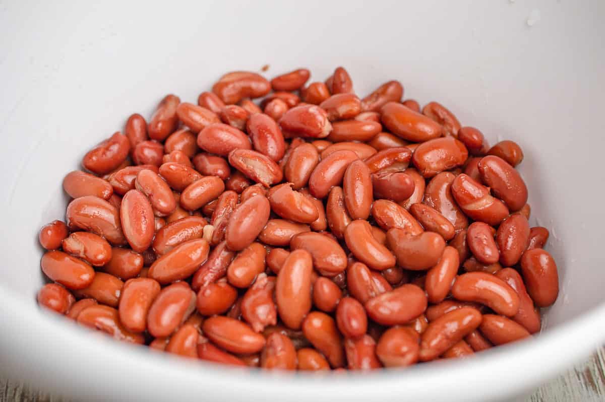 Cooked red beans in a bowl