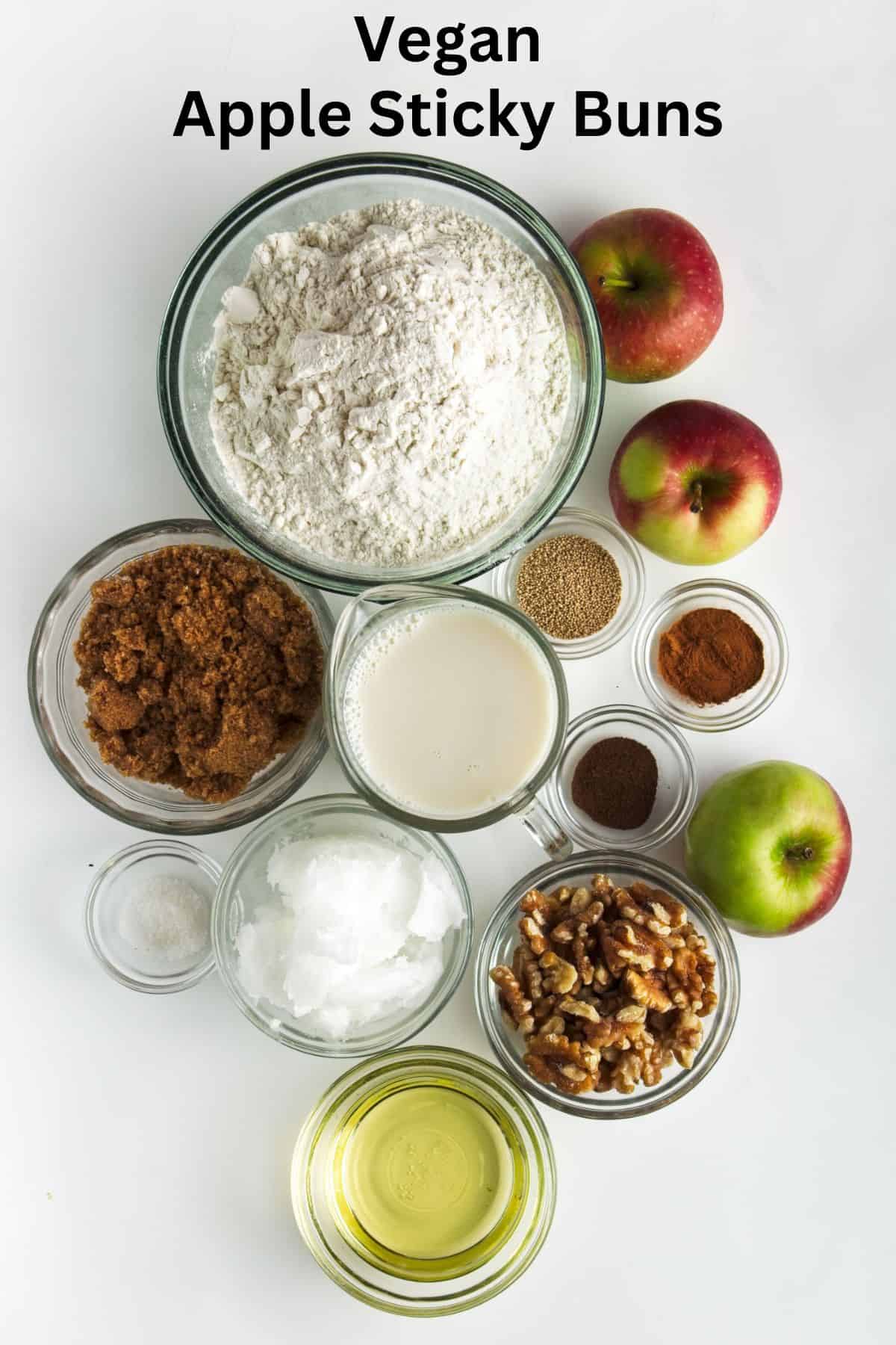 Ingredients for vegan apple sticky buns