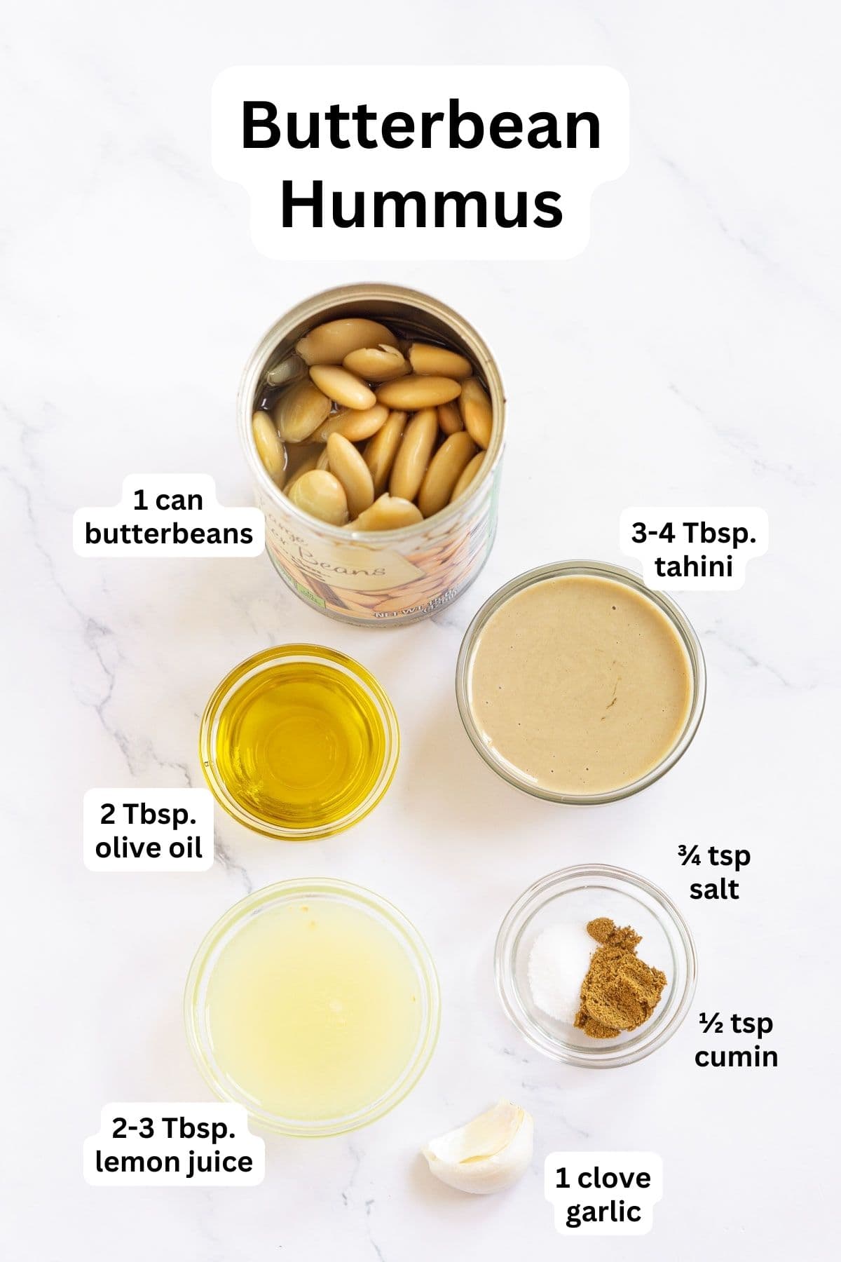 Butterbean Hummus ingredients